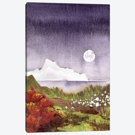 Moon Glacier Purple Twilight Shore Canvas Print #EKP95} by Ekaterina Prisich Canvas Art