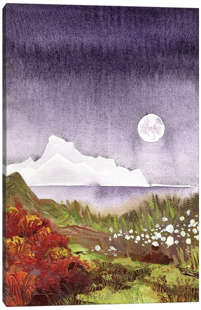 Moon Glacier Purple Twilight Shore Canvas Art Print - Ekaterina Prisich