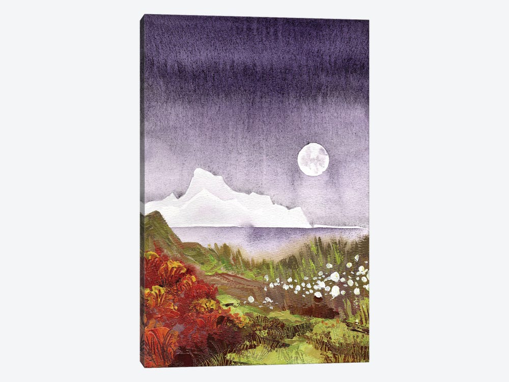 Moon Glacier Purple Twilight Shore by Ekaterina Prisich 1-piece Canvas Wall Art