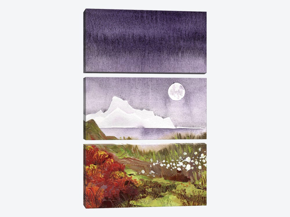 Moon Glacier Purple Twilight Shore by Ekaterina Prisich 3-piece Canvas Artwork