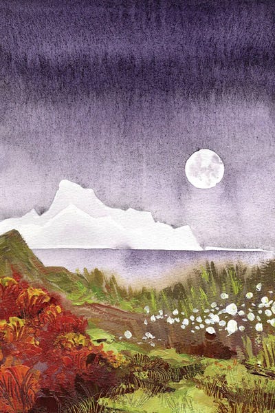Ekaterina Prisich: Moon Glacier Purple Twilight Shore by Ekaterina Prisich