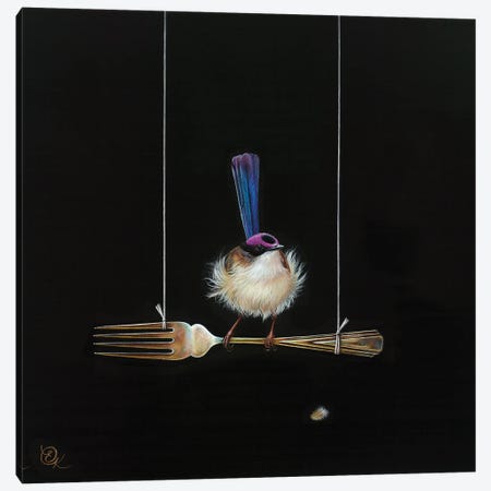 Fork Perch (Purple-Crowned Fairy-Wren) Canvas Print #EKT11} by Elena Kolotusha Canvas Art Print