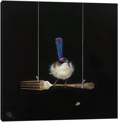 Fork Perch (Purple-Crowned Fairy-Wren) Canvas Art Print - Kitchen Equipment & Utensil Art