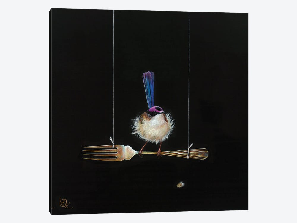 Fork Perch (Purple-Crowned Fairy-Wren) by Elena Kolotusha 1-piece Canvas Art Print