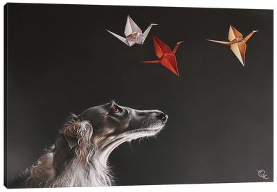 Birdwatching Canvas Art Print - Greyhound Art