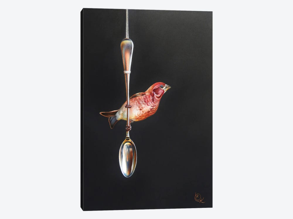 Vintage Spoon And Finch by Elena Kolotusha 1-piece Art Print