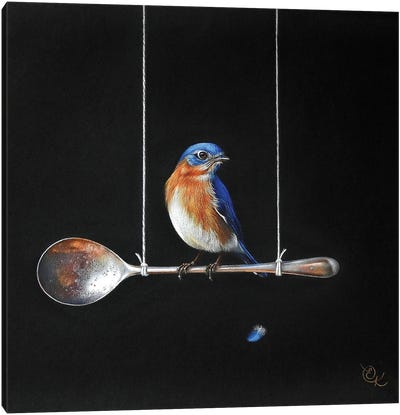 Spoon Perch Canvas Art Print - Stork Art