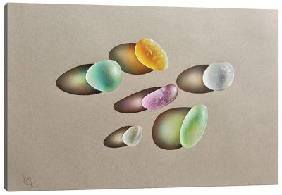 Glowing Seaglass Canvas Art Print - Ocean Treasures
