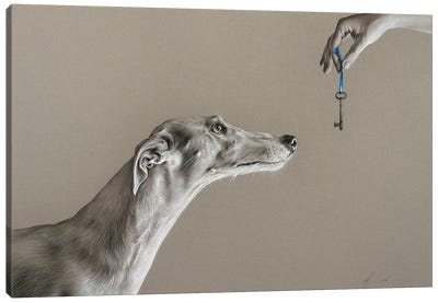 The Key Of Sincerity Canvas Art Print - Greyhound Art