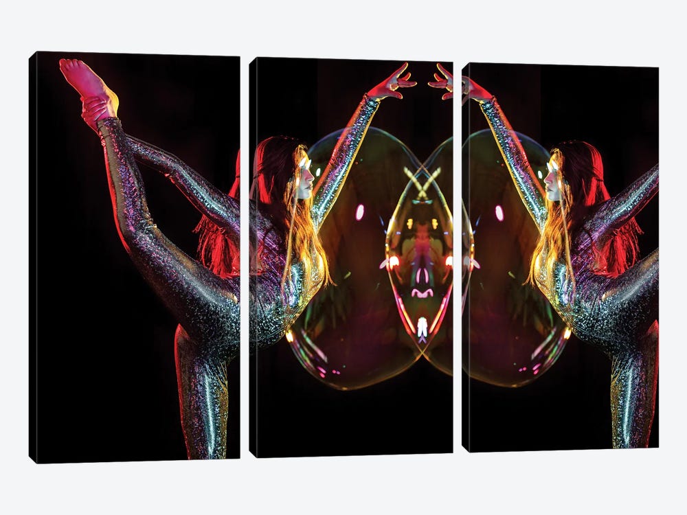 Metallic Rainbow Dancer Mirrored by Elena Kulikova 3-piece Canvas Print