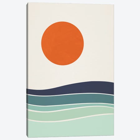 Orange Sun Over Sea Minimalism Canvas Print #ELB100} by EmcDesignLab Canvas Art Print