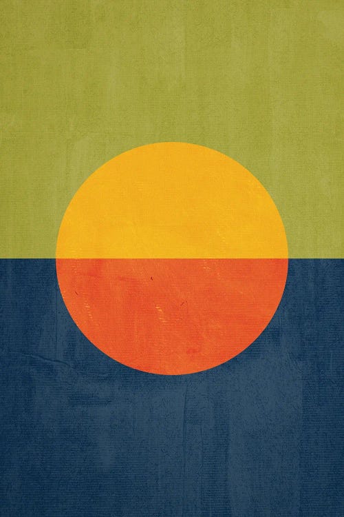 Orange Yellow Sun Green Navy Landscape