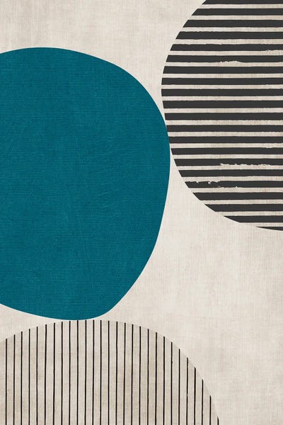 Teal Abstract Art: Teal Circle Black Lines by EmcDesignLab