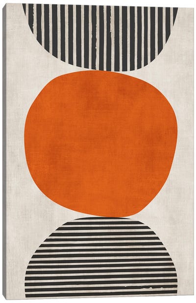 Orange Circle Black Lines Canvas Art Print - EmcDesignLab