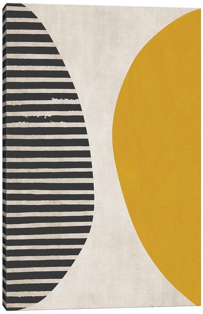 Mustard Yellow Black Lines Canvas Art Print - Geometric Abstract Art