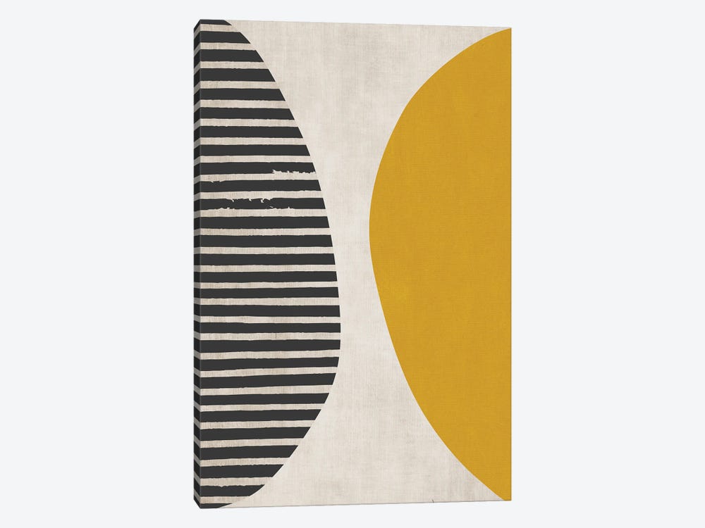 Mustard Yellow Black Lines by EmcDesignLab 1-piece Canvas Wall Art