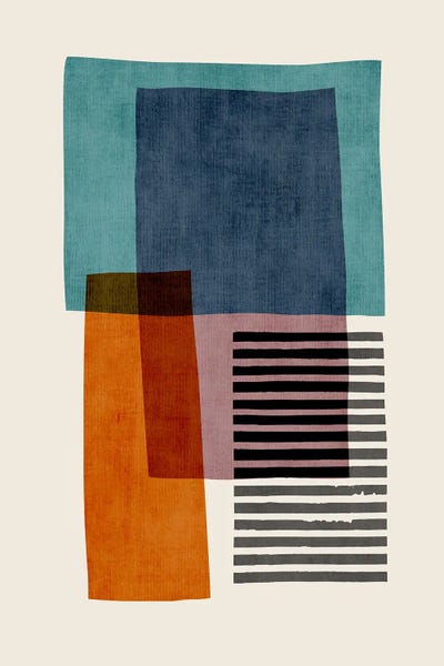 Teal Abstract Art: Teal Orange Plum I by EmcDesignLab