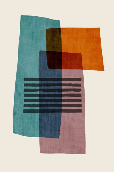 Teal Abstract Art: Teal Orange Plum II by EmcDesignLab