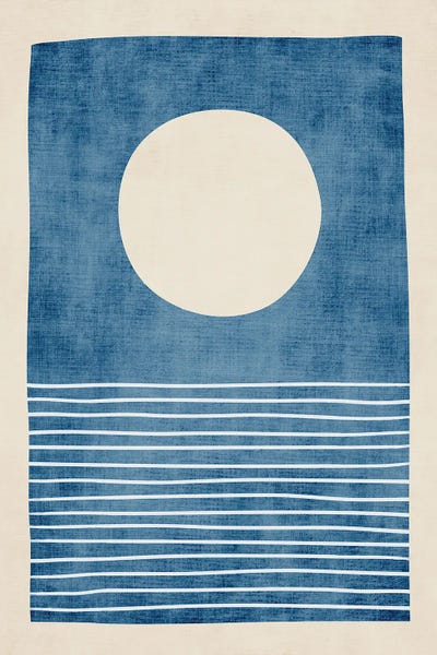 EmcDesignLab: Blue White Full Moon Seascape by EmcDesignLab