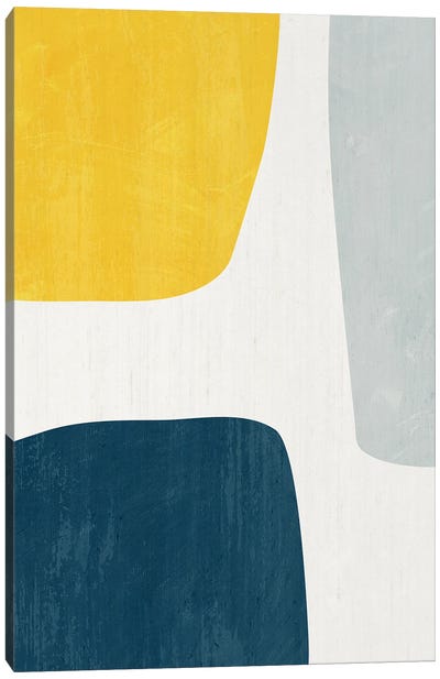 Yellow Blue Abstract II Canvas Art Print - EmcDesignLab