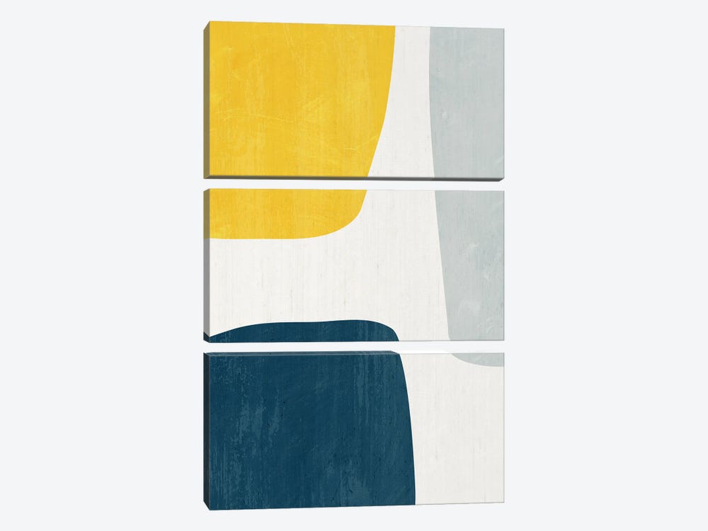 Yellow Blue Abstract II by EmcDesignLab 3-piece Canvas Print