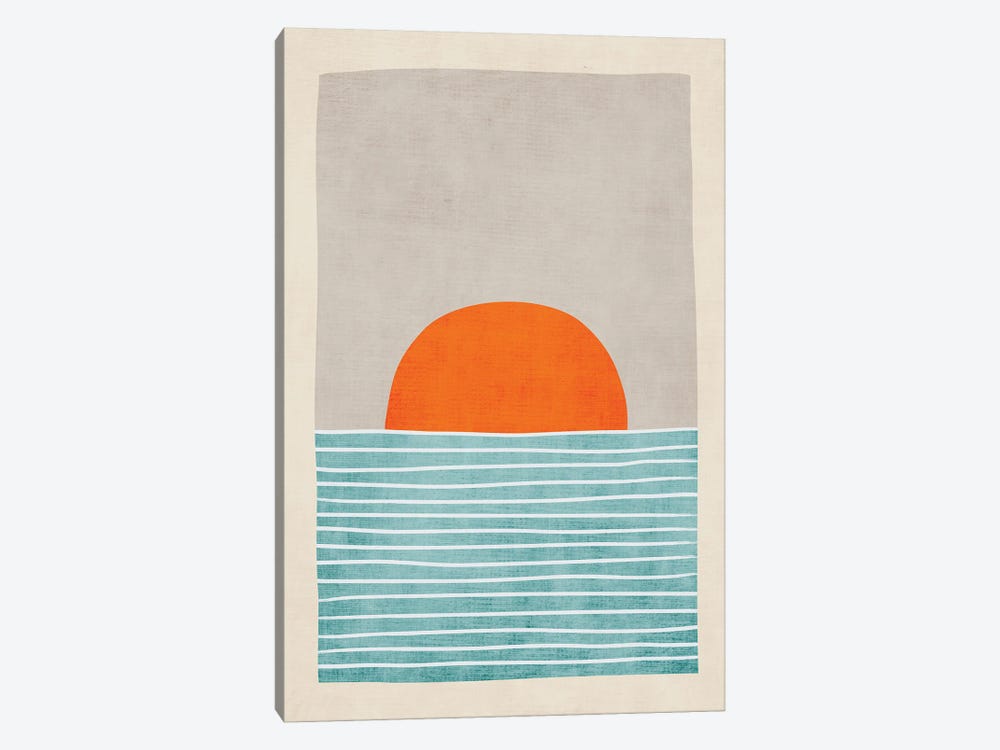 Orange Sun Sea Sunset by EmcDesignLab 1-piece Art Print