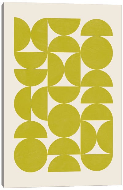 Chartreuse Modern Semicircles Canvas Art Print - EmcDesignLab
