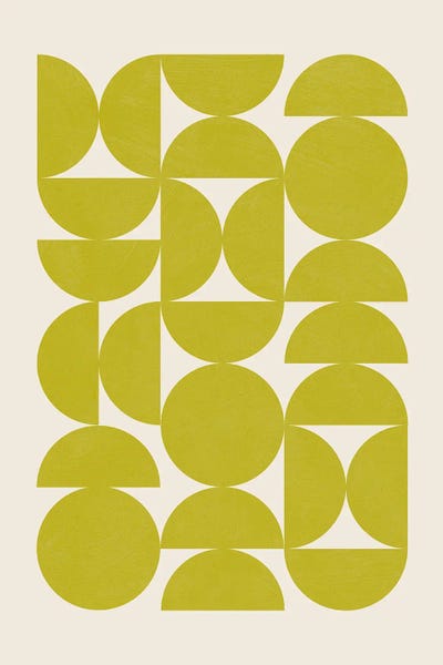 Circular Abstract: Chartreuse Modern Semicircles by EmcDesignLab
