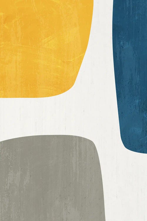 Navy Yellow Abstract Shapes by EmcDesignLab wall art