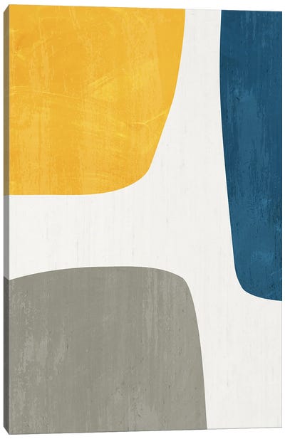 Navy Yellow Abstract Shapes Canvas Art Print - EmcDesignLab