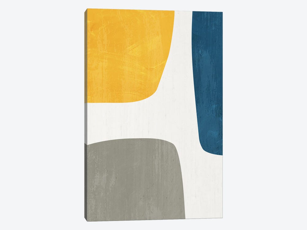 Navy Yellow Abstract Shapes by EmcDesignLab 1-piece Canvas Art