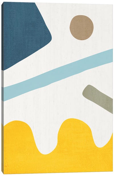 Yellow Blue Abstract III Canvas Art Print - EmcDesignLab