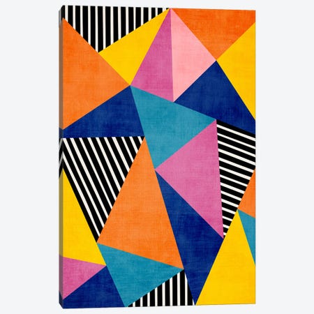 Modern Bold Colorful Triangles I Canvas Print #ELB120} by EmcDesignLab Canvas Art Print