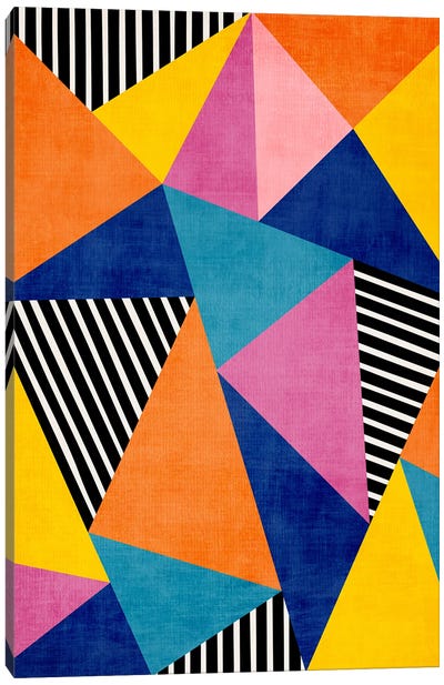 Modern Bold Colorful Triangles I Canvas Art Print - EmcDesignLab