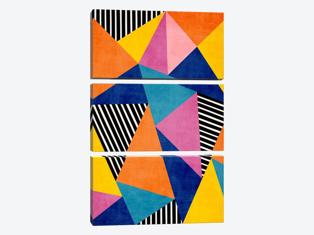 Modern Bold Colorful Triangles I by EmcDesignLab 3-piece Canvas Art