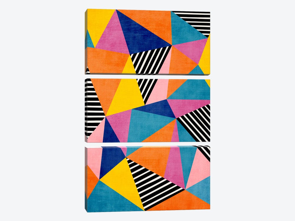 Modern Bold Colorful Triangles II by EmcDesignLab 3-piece Canvas Print