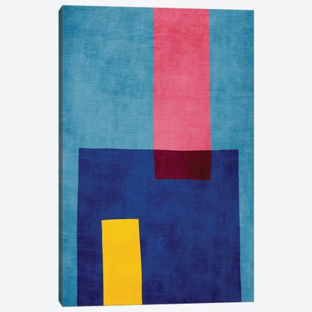 Blue Pink Yellow Abstract Minimalism Canvas Print #ELB122} by EmcDesignLab Canvas Print
