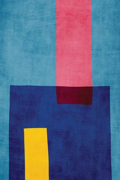 EmcDesignLab: Blue Pink Yellow Abstract Minimalism by EmcDesignLab