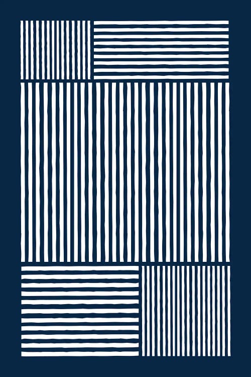 Navy White Lines Minimal Art by EmcDesignLab wall art