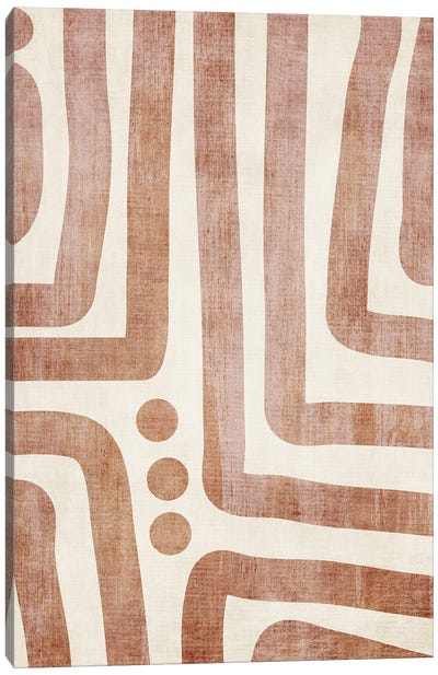 Brown Terracotta Abstract Lines II Canvas Art Print - Linear Abstract Art