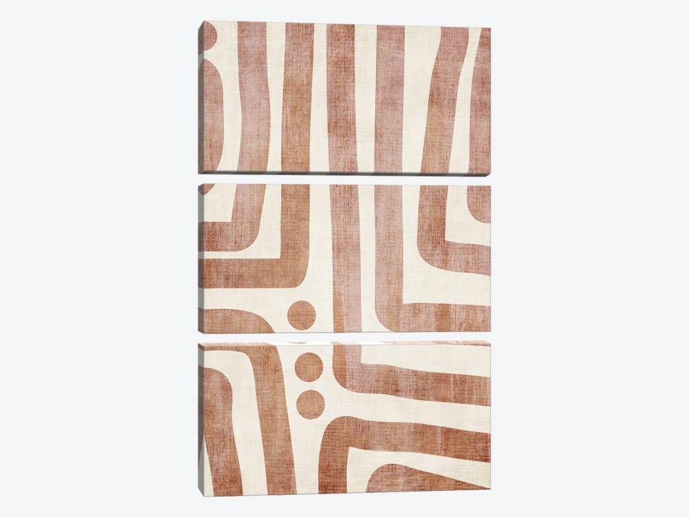 Brown Terracotta Abstract Lines II by EmcDesignLab 3-piece Canvas Artwork