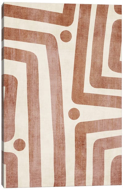 Brown Terracotta Abstract Lines III Canvas Art Print - Linear Abstract Art