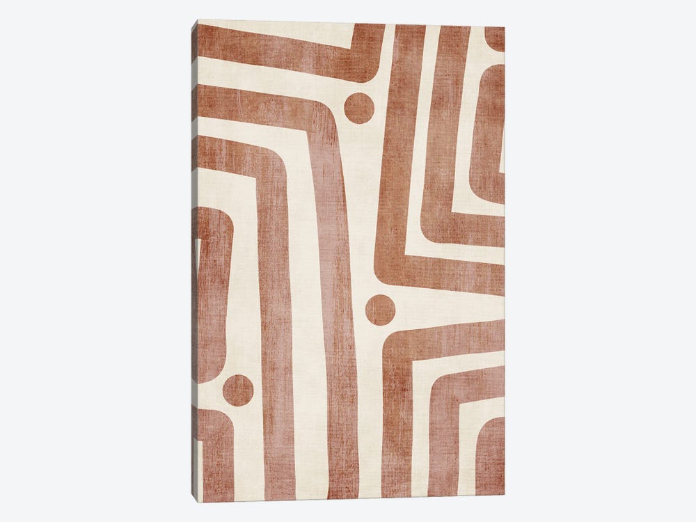 Brown Terracotta Abstract Lines III by EmcDesignLab 1-piece Canvas Art Print