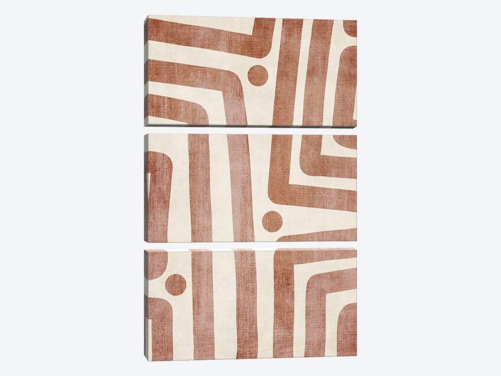 Brown Terracotta Abstract Lines III by EmcDesignLab 3-piece Canvas Print