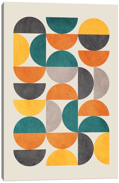 Colorful Modern Semicircles Ii Canvas Art Print - EmcDesignLab