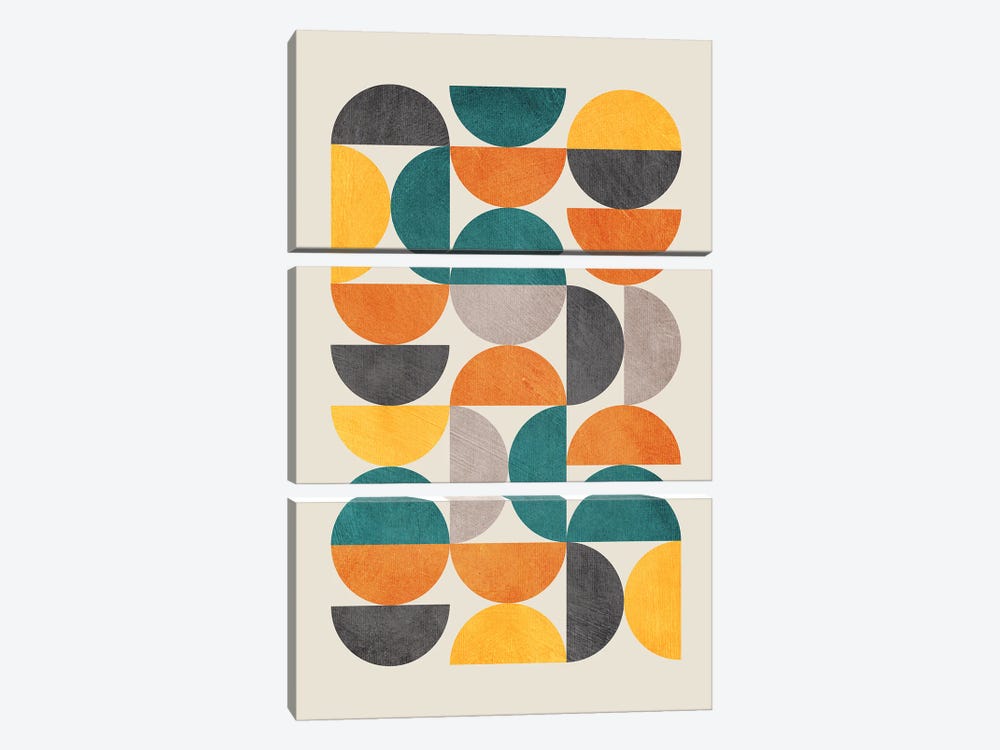 Colorful Modern Semicircles Ii by EmcDesignLab 3-piece Canvas Artwork
