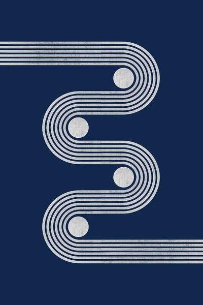 EmcDesignLab: Navy Retro Lines Dots I by EmcDesignLab