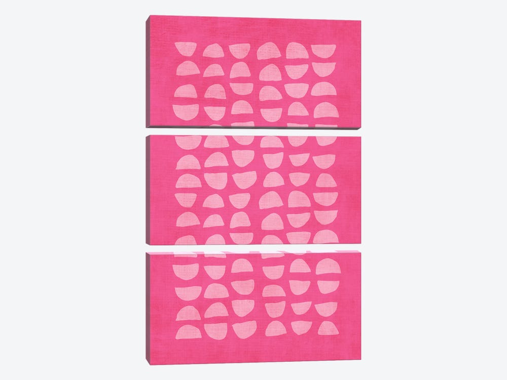 Hot Pink Mini Semicircles by EmcDesignLab 3-piece Canvas Artwork