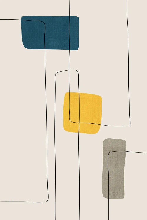 Navy Yellow Greige Abstract by EmcDesignLab wall art