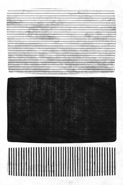 Black & White Minimalist Décor: Minimalist B&W Lines Blocks I by EmcDesignLab